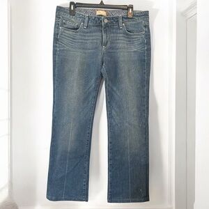 Paige Premium Denim Wide Leg Jeans Medium Blue Washed Denim Size 32